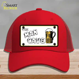 Man Cave Novelty License Plate Hat Mesh / Red