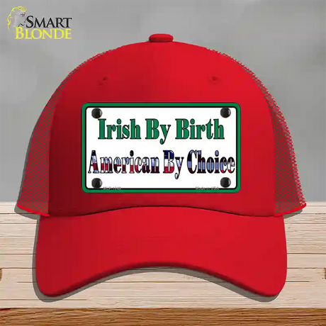 Irish By Birth Novelty License Plate Hat Mesh / Red