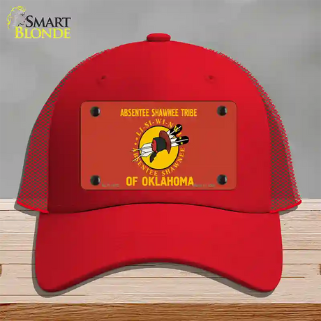 Absentee Shawnee Tribe Flag Novelty License Plate Hat Mesh / Red