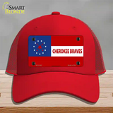 Cherokee Braves Flag Novelty License Plate Hat Mesh / Red