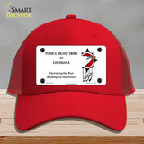 Tunica Biloxi Flag Novelty License Plate Hat Mesh / Red