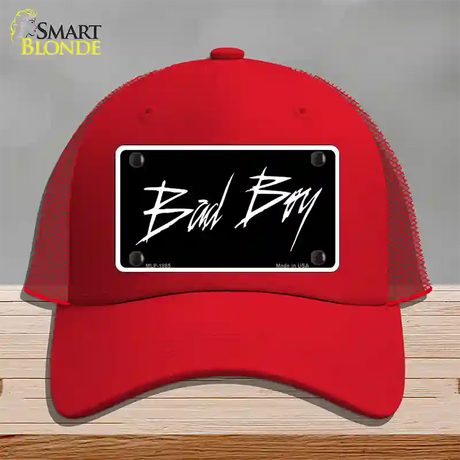 Bad Boy Black Novelty License Plate Hat Mesh / Red