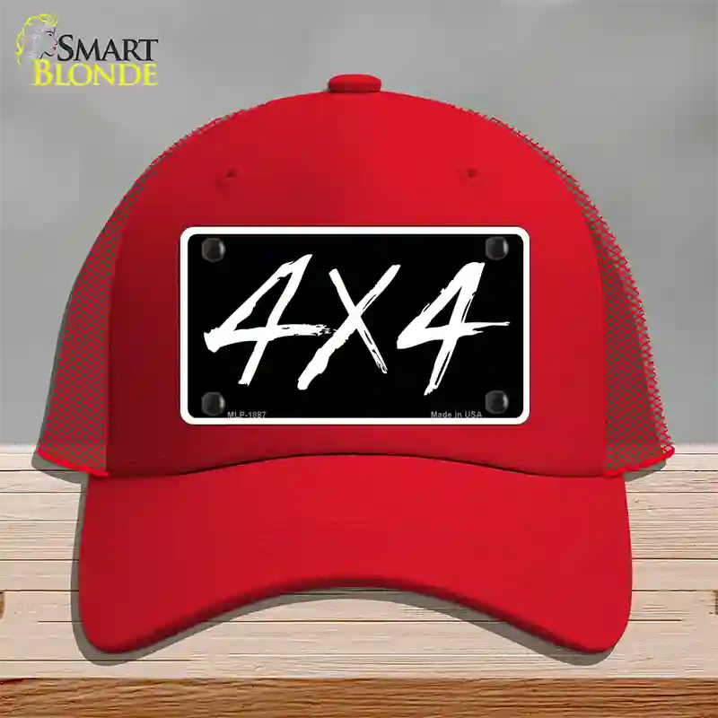 4x4 Novelty License Plate Hat Mesh / Red