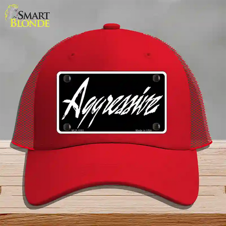 Aggressive Novelty License Plate Hat Mesh / Red