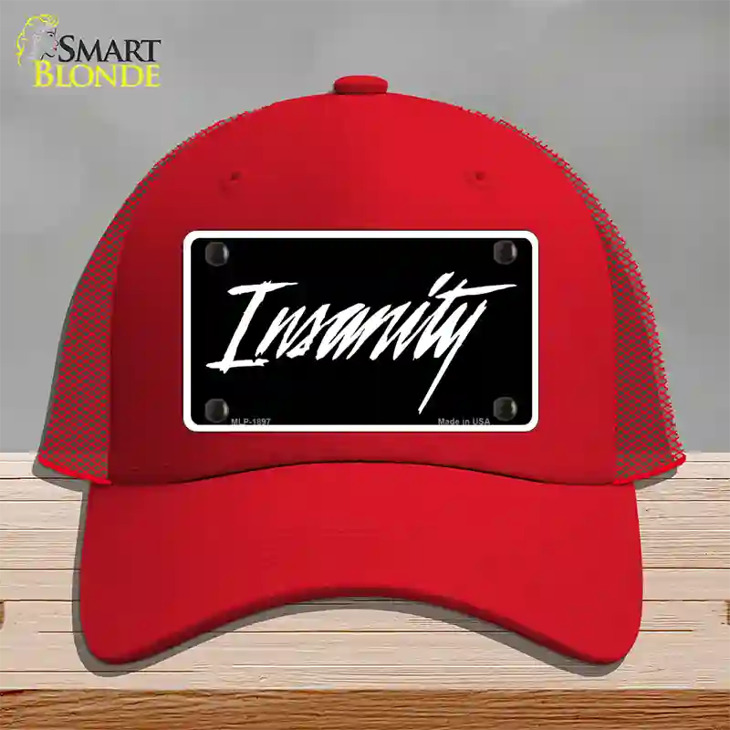 Insanity Novelty License Plate Hat Mesh / Red