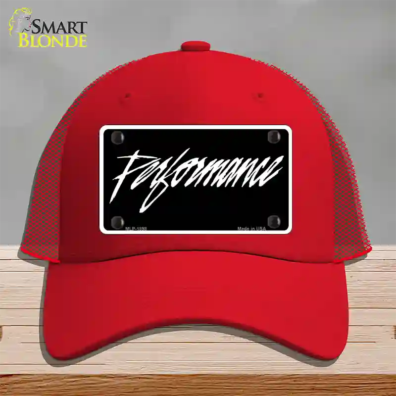 Performance Novelty License Plate Hat Mesh / Red