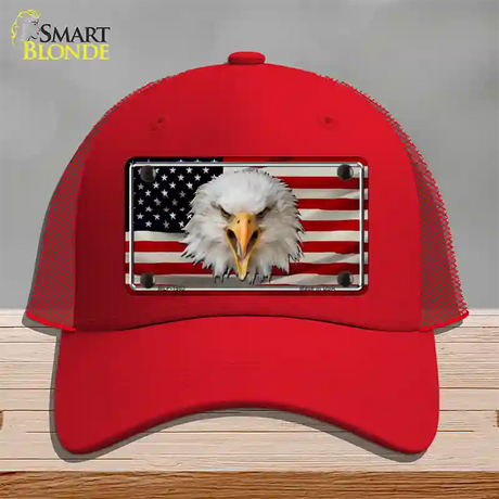 USA Eagle Novelty License Plate Hat Mesh / Red