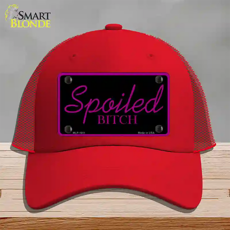 Spoiled Bitch Novelty License Plate Hat Mesh / Red