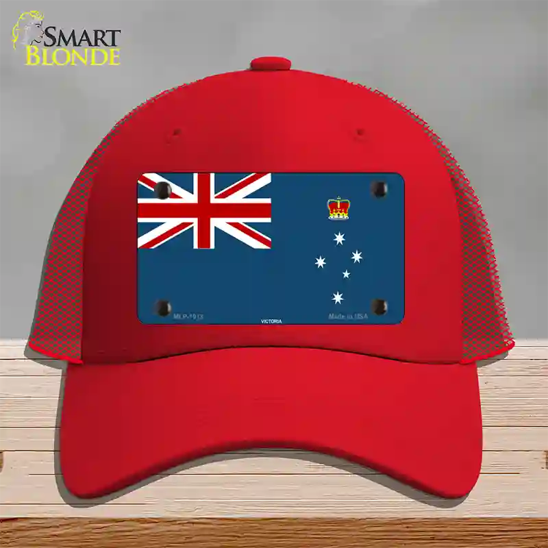 Victoria Flag Novelty License Plate Hat Mesh / Red