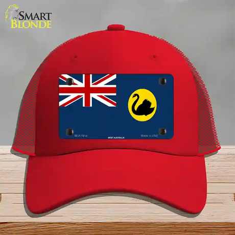 West Australia Flag Novelty License Plate Hat Mesh / Red