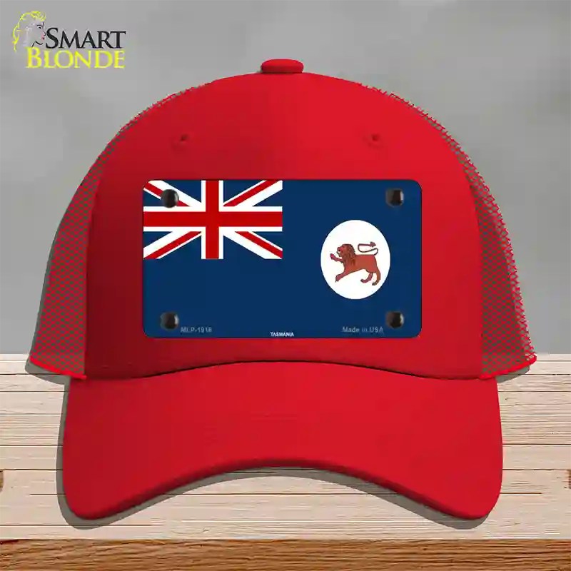 Tasmania Flag Novelty License Plate Hat Mesh / Red