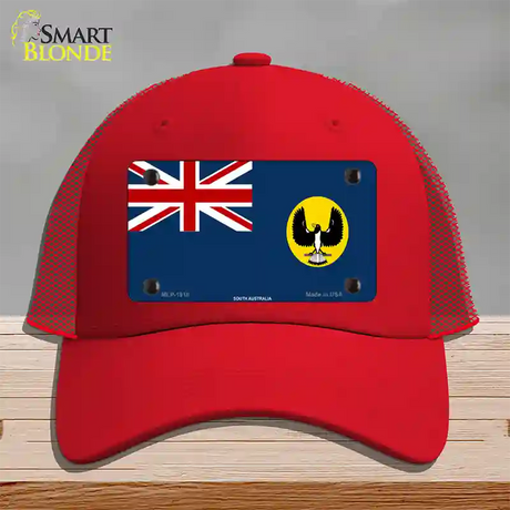 South Australia Flag Novelty License Plate Hat Mesh / Red