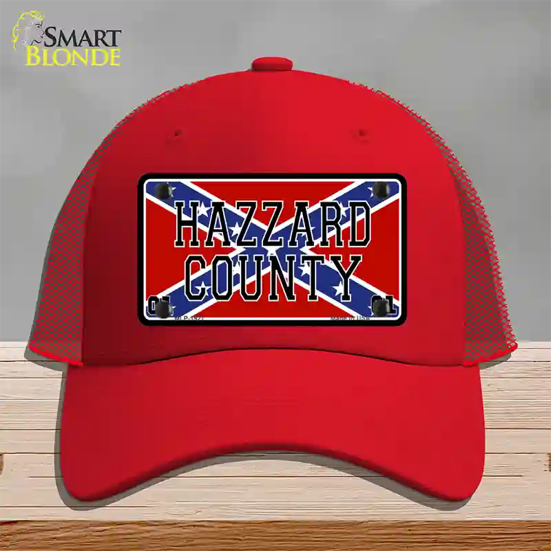 Hazard County Confederate Flag Novelty License Plate Hat Mesh / Red