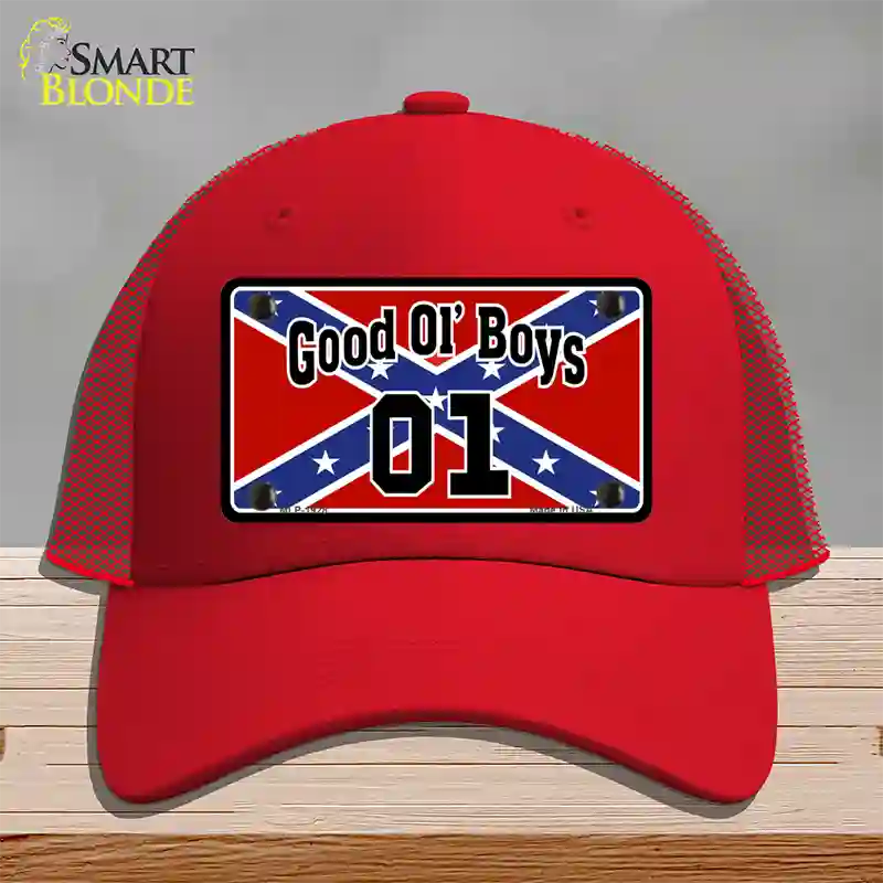 Good Ol Boys Confederate Flag Novelty License Plate Hat Mesh / Red