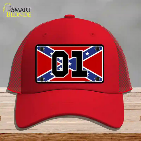 Confederate Flag 01 Novelty License Plate Hat Mesh / Red