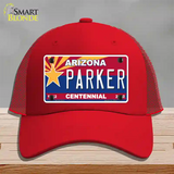 Arizona Centennial Parker Novelty License Plate Hat Mesh / Red