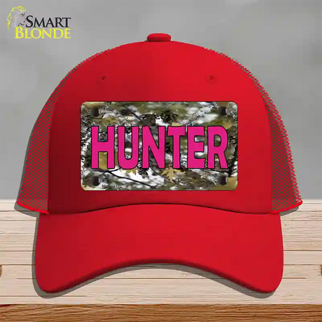 Pink Hunter Novelty License Plate Hat Mesh / Red