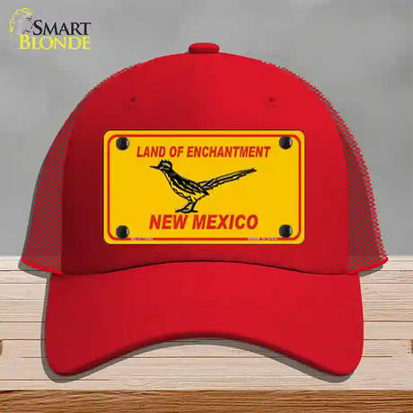 Road Runner New Mexico Novelty License Plate Hat Mesh / Red