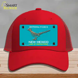 Road Runner Teal New Mexico Novelty License Plate Hat Mesh / Red