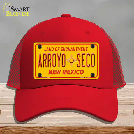 Arroyo Seco Yellow New Mexico Novelty License Plate Hat Mesh / Red