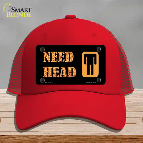 Need Head Novelty License Plate Hat Mesh / Red