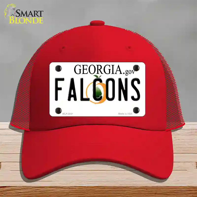 Falcons Georgia State Novelty License Plate Hat Mesh / Red