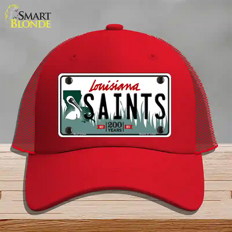 Saints Louisiana State Novelty License Plate Hat Mesh / Red