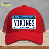 Vikings Minnesota State Novelty License Plate Hat Mesh / Red