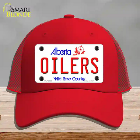 Oilers Alberta Canada Province Novelty License Plate Hat Mesh / Red