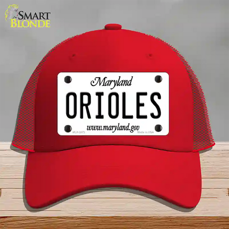 Orioles Maryland State Novelty License Plate Hat Mesh / Red