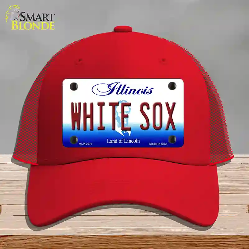 Whitesox Illinois State Novelty License Plate Hat Mesh / Red