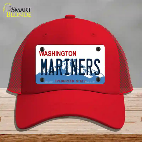 Mariners Washington State Novelty License Plate Hat Mesh / Red