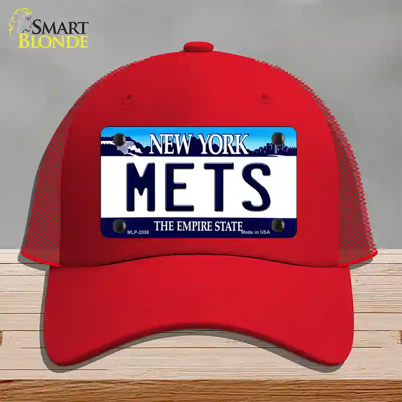 Mets New York State Novelty License Plate Hat Mesh / Red