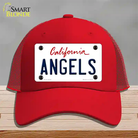 Angels California State Novelty License Plate Hat Mesh / Red