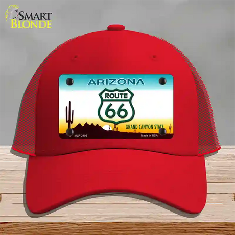 Route 66 Shield Arizona Novelty License Plate Hat Mesh / Red