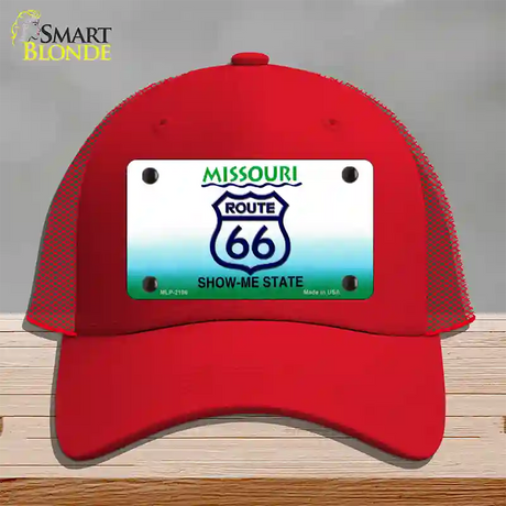 Route 66 Shield Missouri Novelty License Plate Hat Mesh / Red