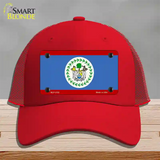 Belize Flag Novelty License Plate Hat Mesh / Red