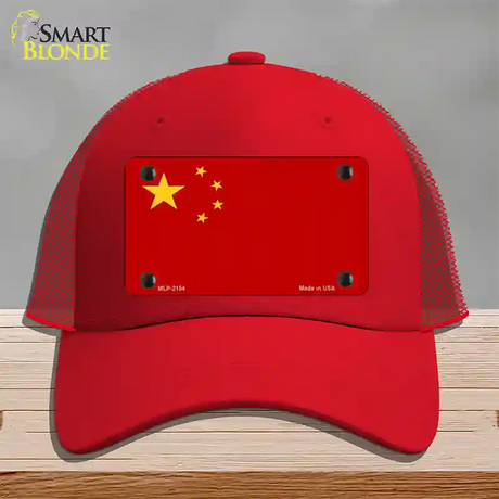 China Flag Novelty License Plate Hat Mesh / Red