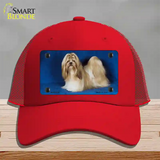 Shih Tzu Dog Novelty License Plate Hat Mesh / Red