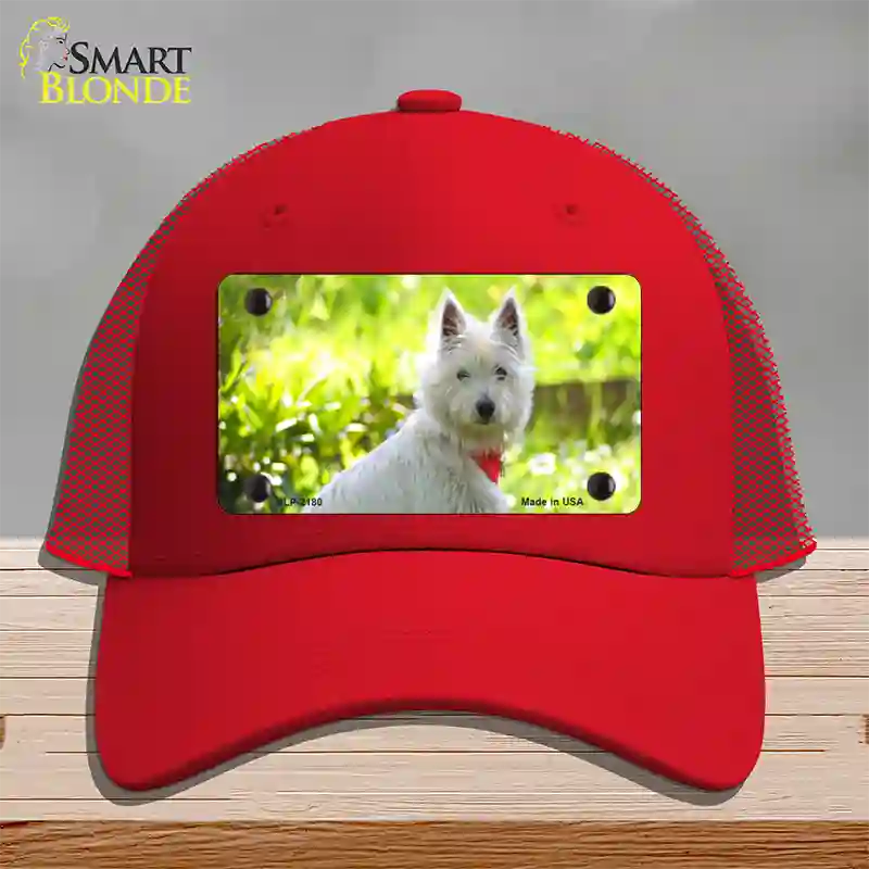 West Highland Dog Terrier Novelty License Plate Hat Mesh / Red