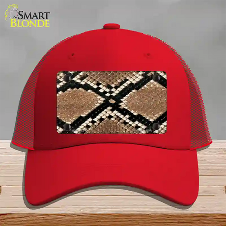 Snake Skin Novelty License Plate Hat Mesh / Red