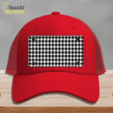 White Black Houndstooth Novelty License Plate Hat Mesh / Red