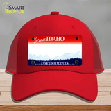 Idaho State Blank Novelty License Plate Hat Mesh / Red