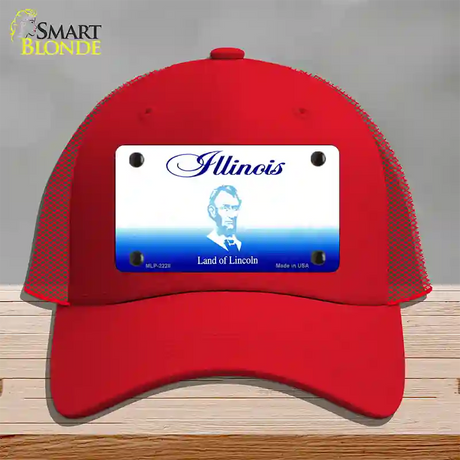 Illinois State Blank Novelty License Plate Hat Mesh / Red