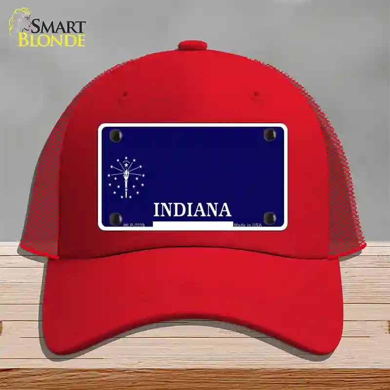 Indiana State Blank Novelty License Plate Hat Mesh / Red