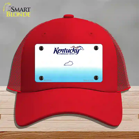 Kentucky State Blank Novelty License Plate Hat Mesh / Red