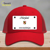 Maryland Gov State Blank Novelty License Plate Hat Mesh / Red