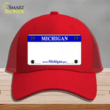 Michigan State Blank Novelty License Plate Hat Mesh / Red