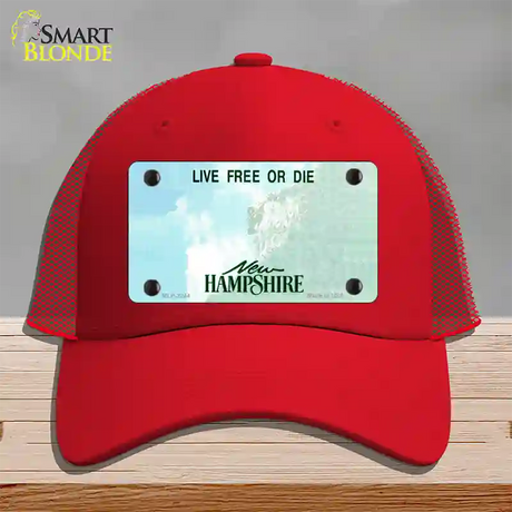 New Hampshire State Blank Novelty License Plate Hat Mesh / Red