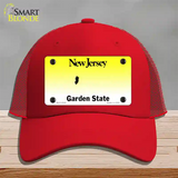 New Jersey State Blank Novelty License Plate Hat Mesh / Red